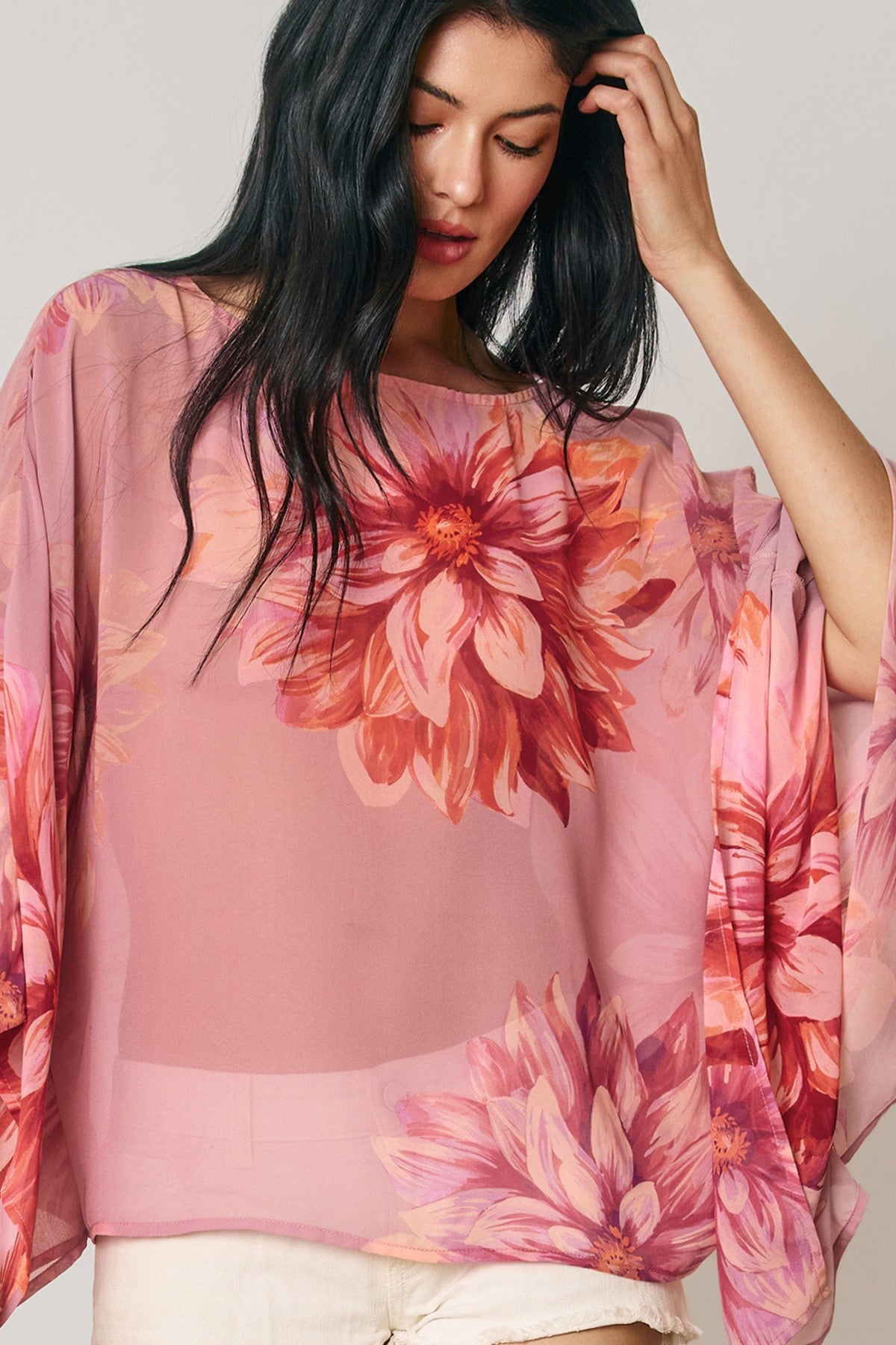 Charlotte Draped Silk Poncho Top