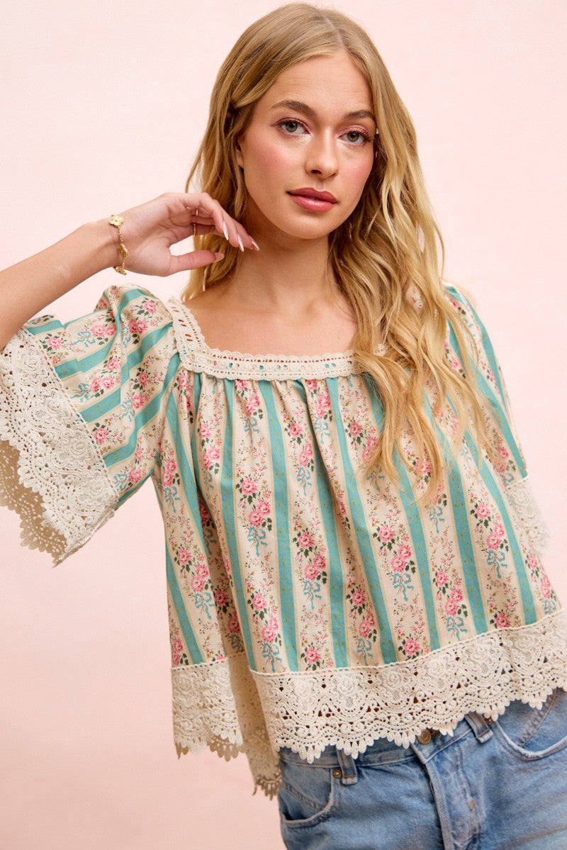 Saylor Floral & Lace Top