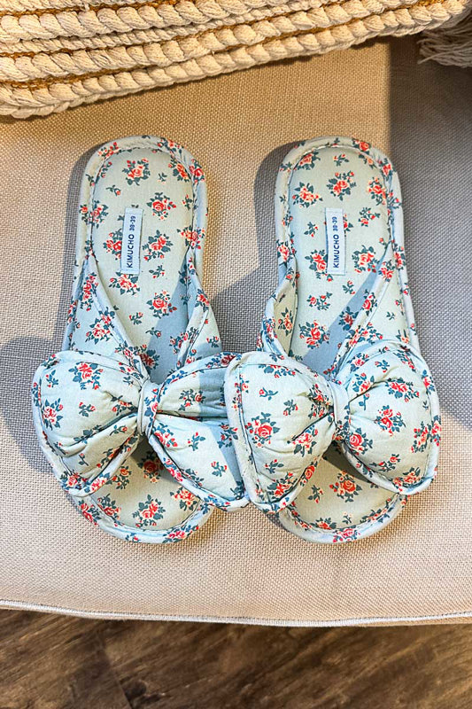 Floral Big Bow Slippers