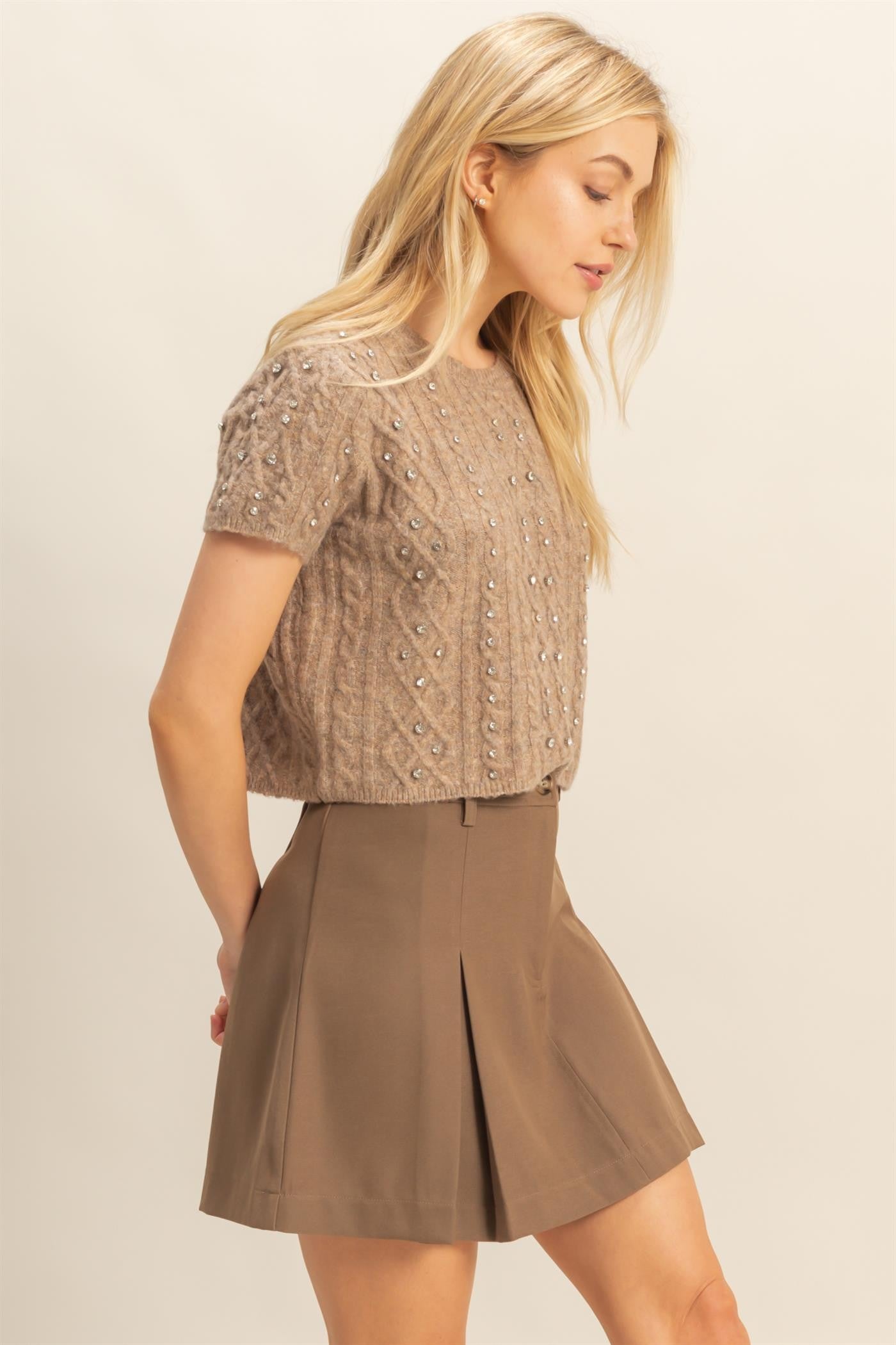 Rhinestone Studded Sweater