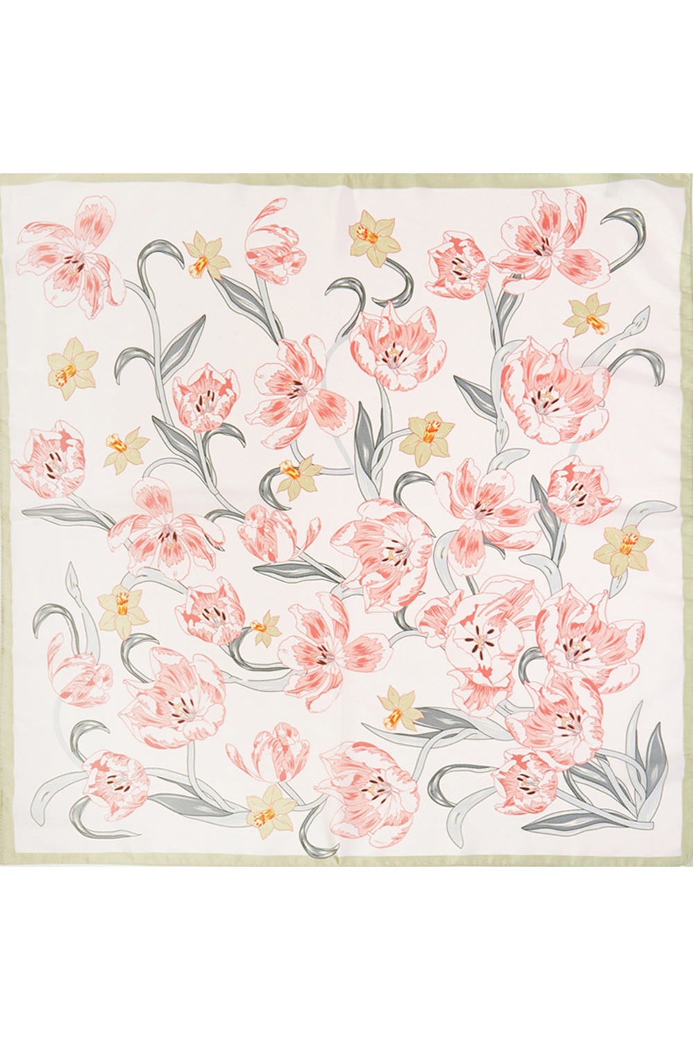 Elegant Floral Silky Bandana Scarf- Green