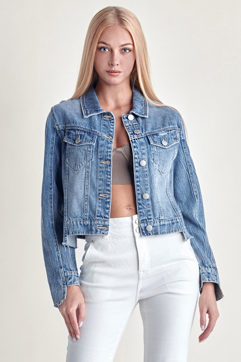 Uneven Hem Denim Jacket