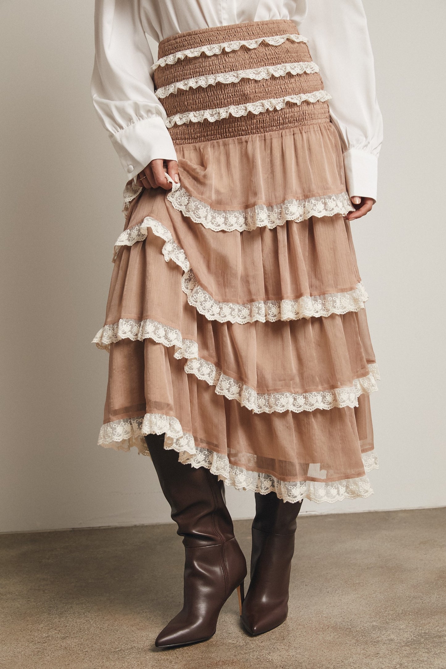 Smocked Lace Trim Skirt/Dress