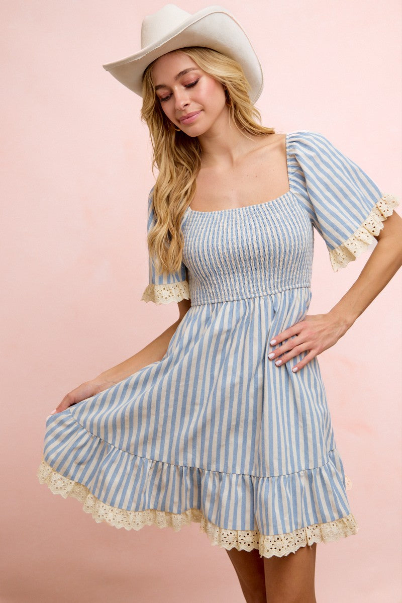 Amee Eyelet & Stripes Dress