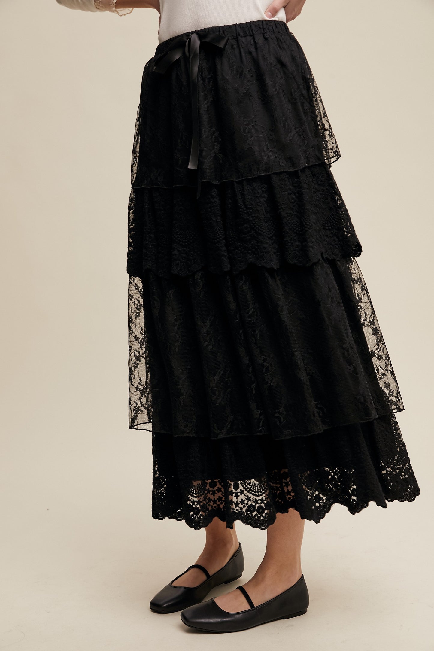 Lace Tiered Maxi Skirt