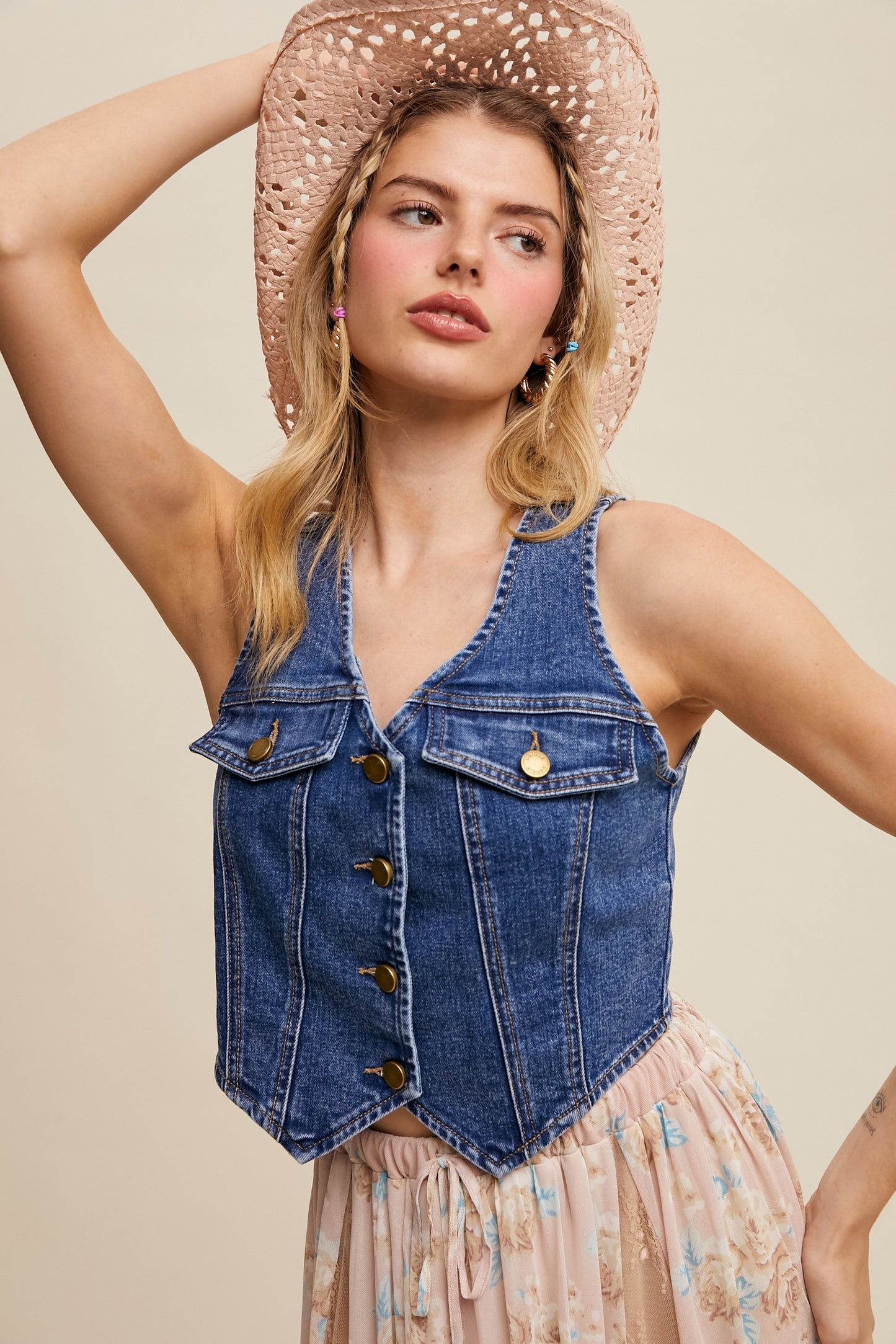 Lennon Vintage Inspired Denim Vest