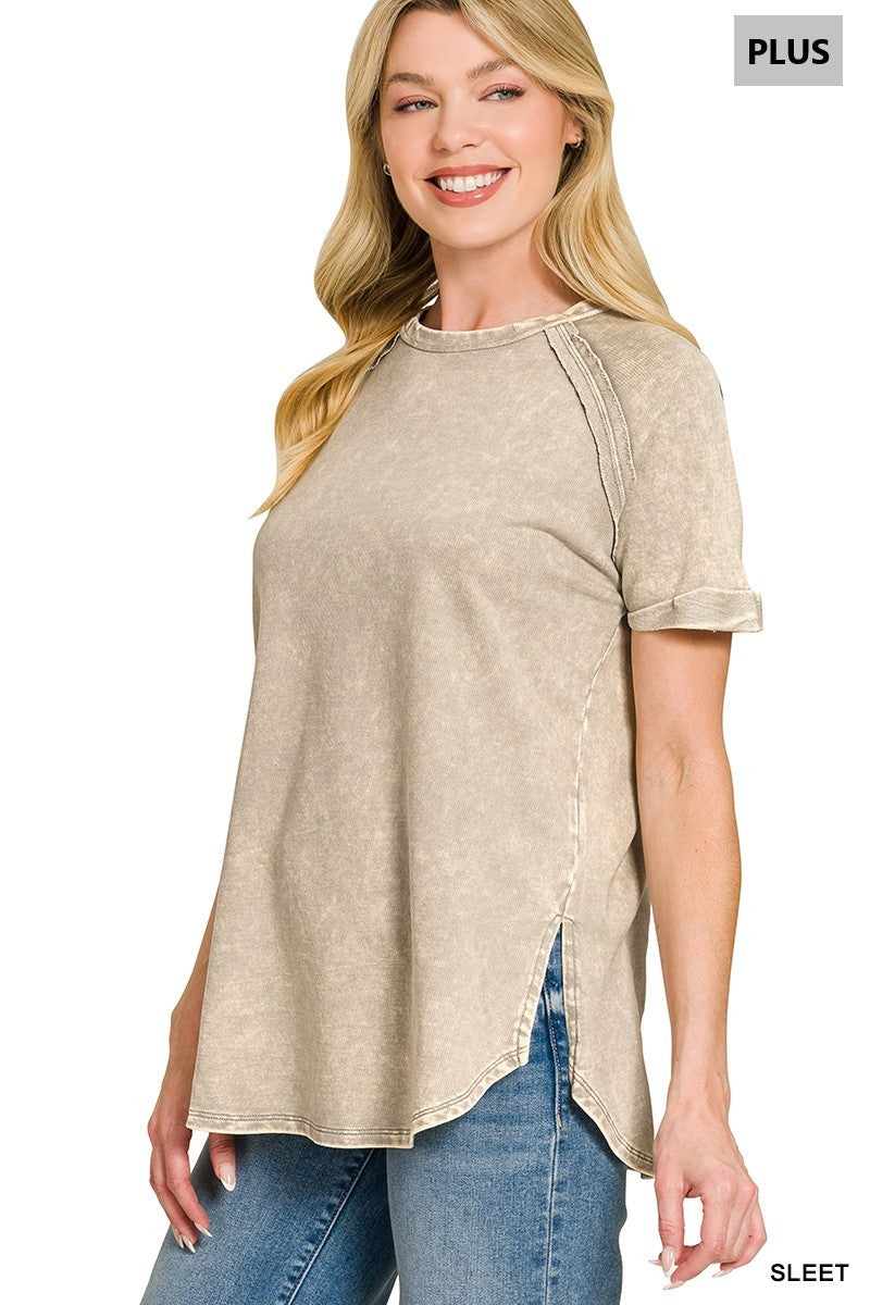PLUS Mineral Washed Curved Hem Top