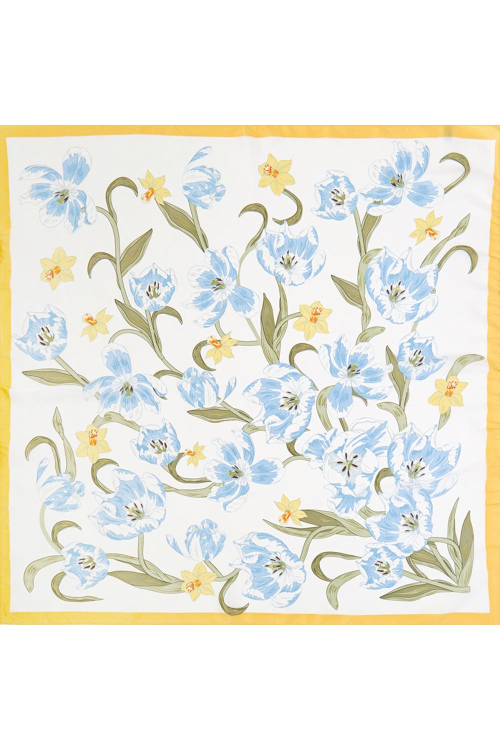Elegant Floral Silky Bandana Scarf- Yellow