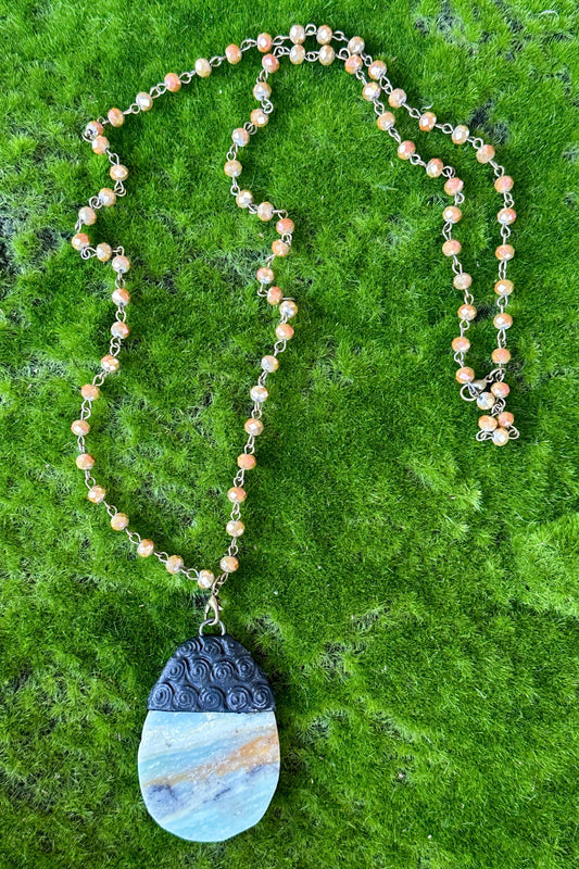 Collective Beaded & Bronze Short/Long Necklace- Charm Bar