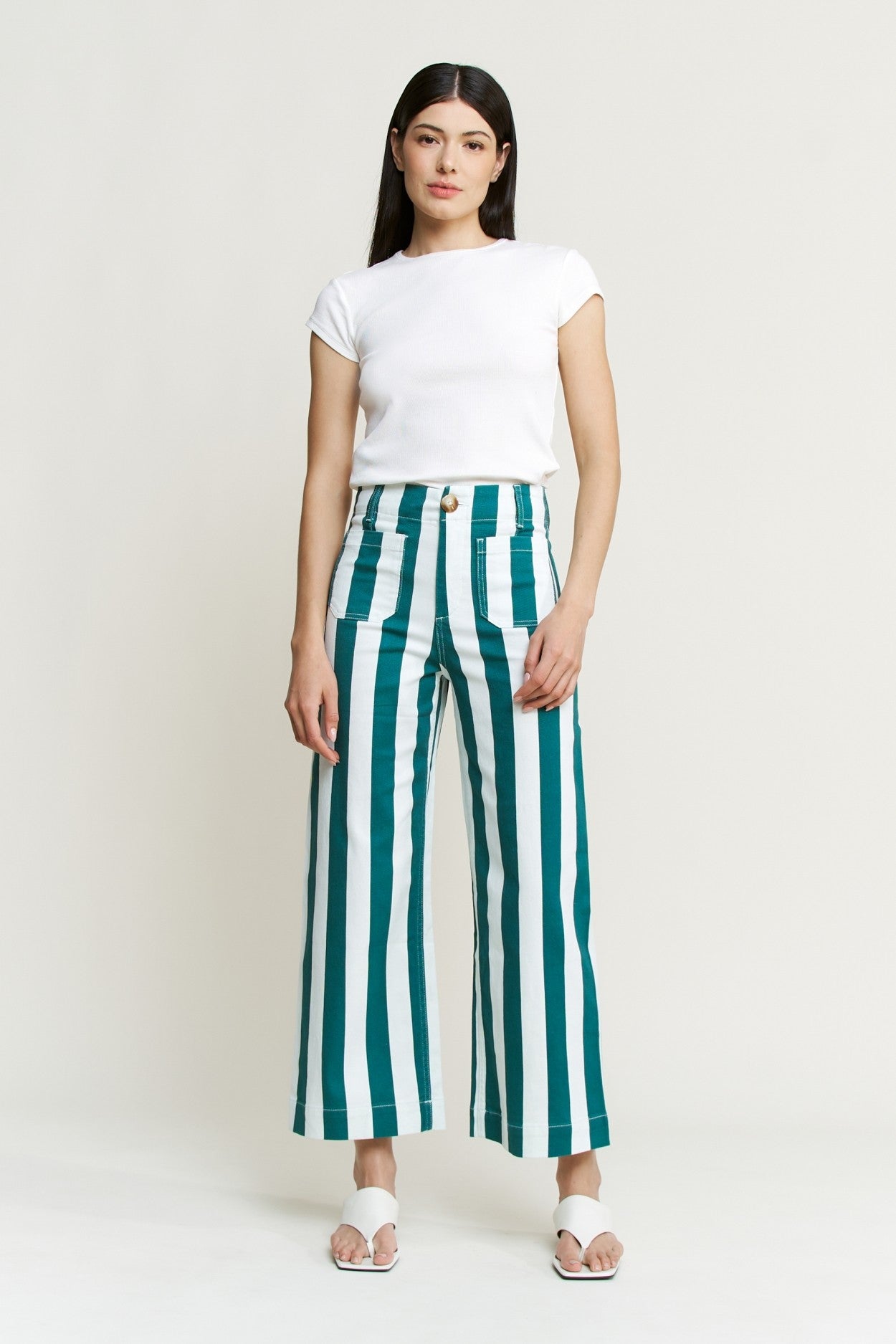 Stripe Cropped Wide Leg