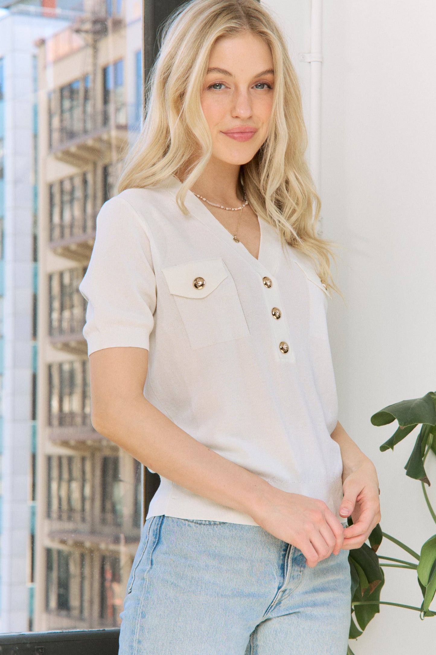 PLUS Relaxed V Neck Top
