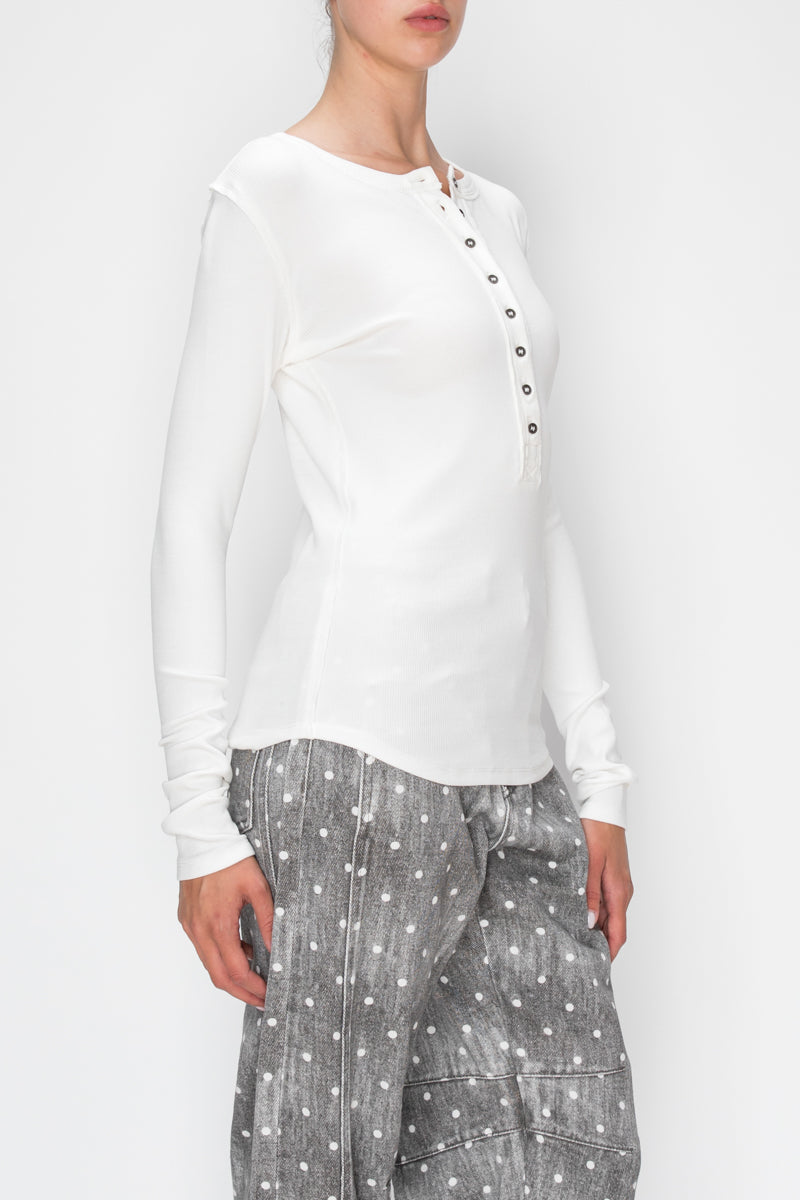 Long Sleeve Button Henley Top