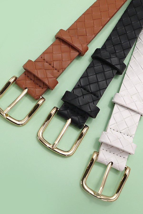 Braided Weave Faux Leather Belt