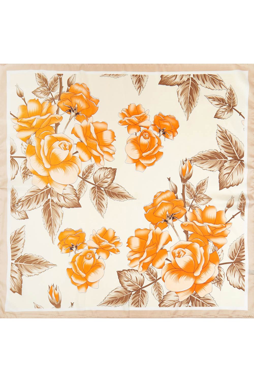 Floral Garden Silky Bandana Scarf- Taupe
