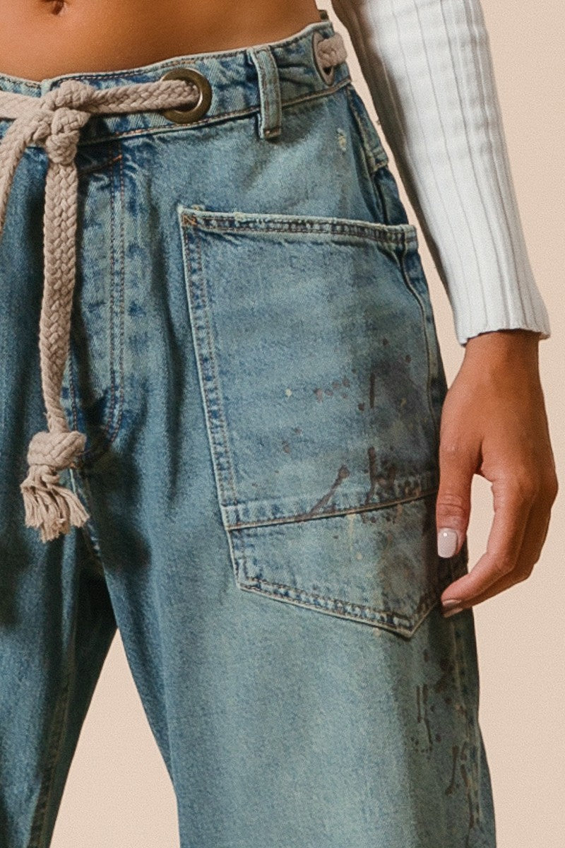 Drip Paint Barrel Jeans