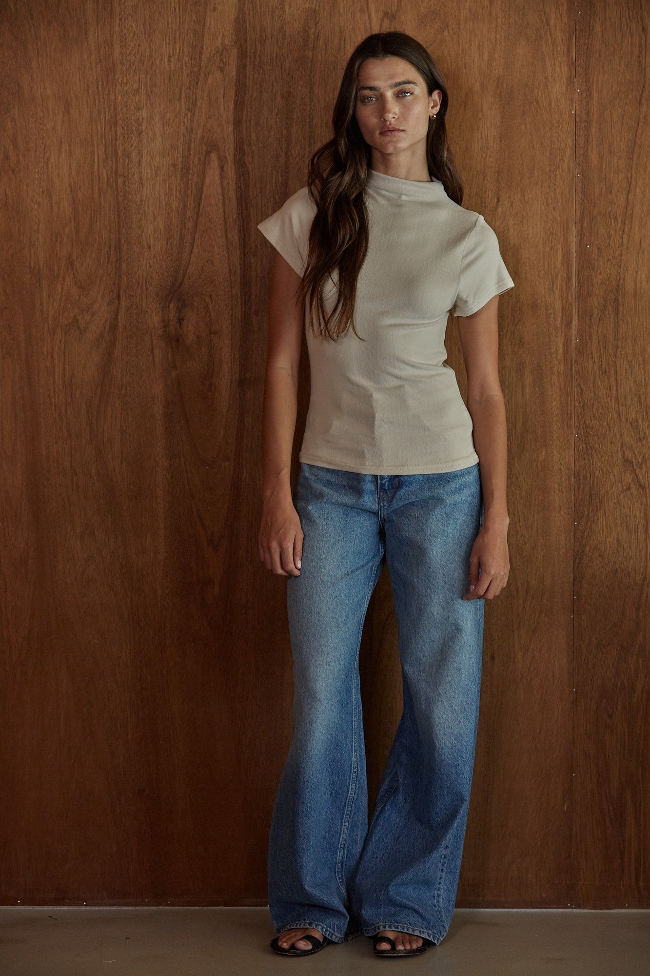 Solid Mock Short Sleeve Top