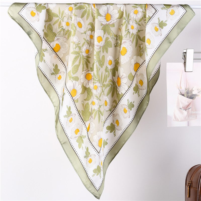 Spring Meadow Daisy Silky Bandana Scarf