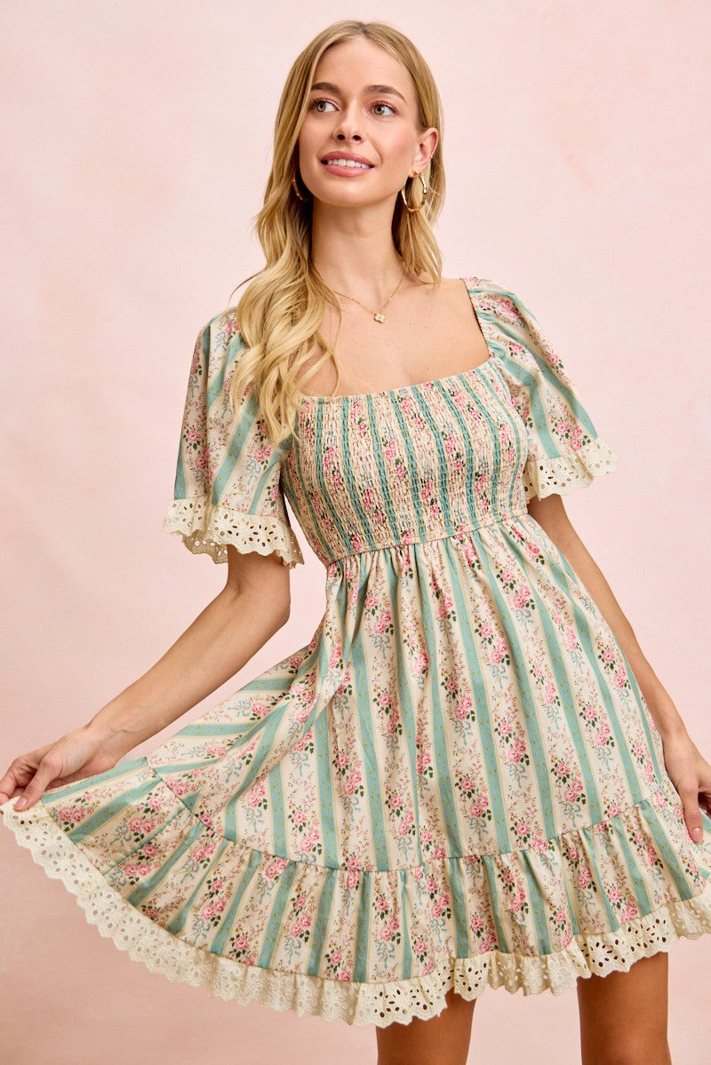 Saylor Floral & Lace Dress