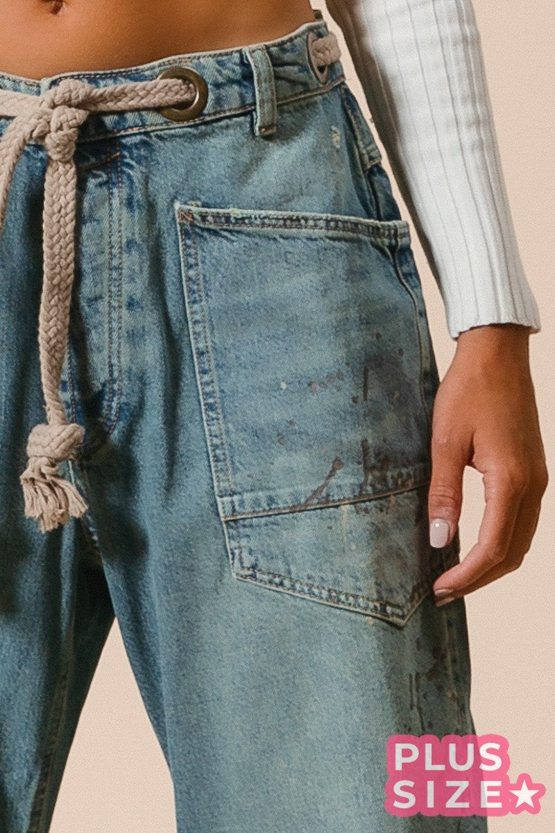 PLUS Drip Paint Barrel Jeans