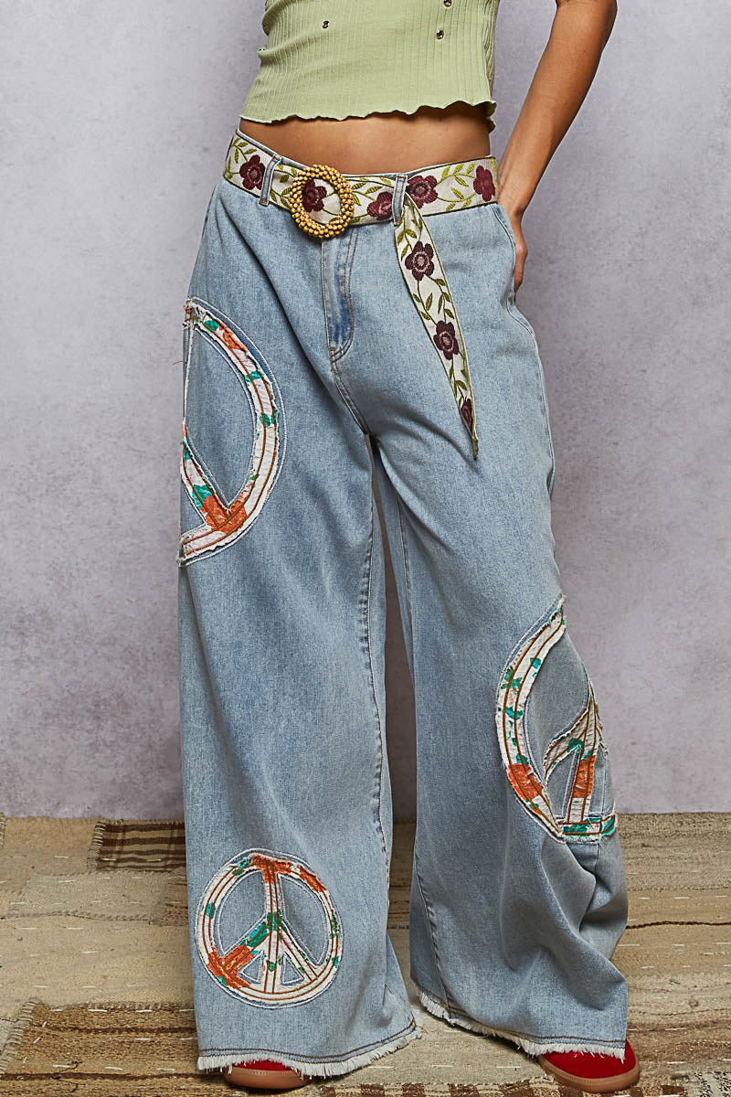 Charity Peace Wide Leg Jeans