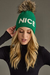 'Nice' Pom Stocking Hat