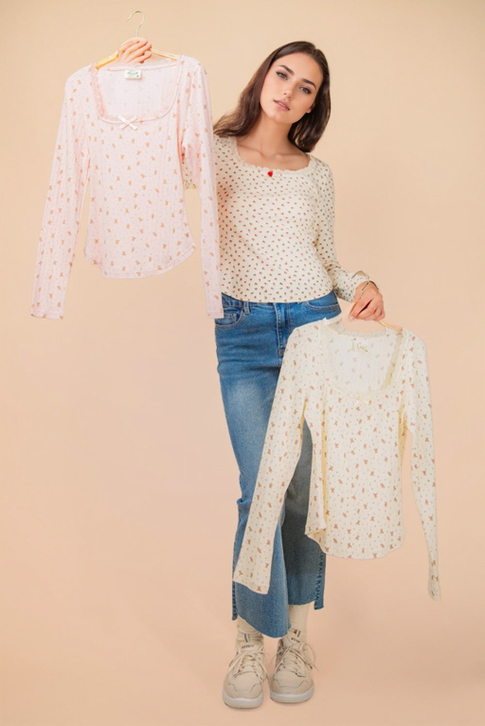 Printed Floral Casual Knit Top