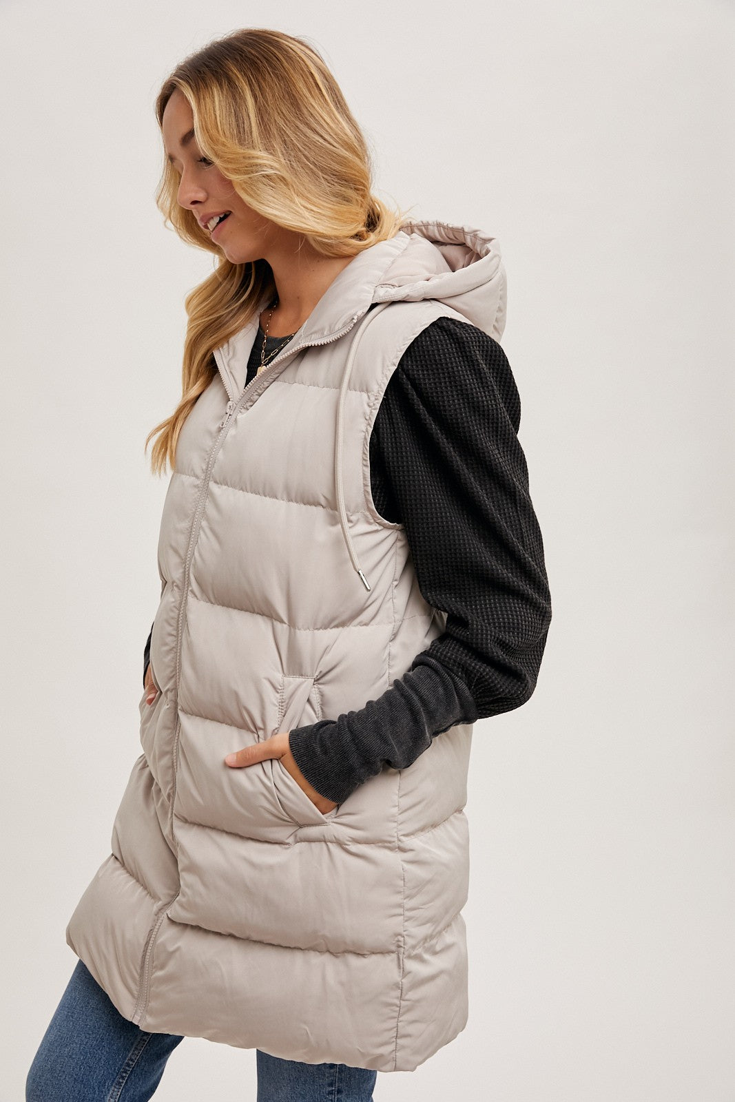 Longline Hooded Puffer Vest