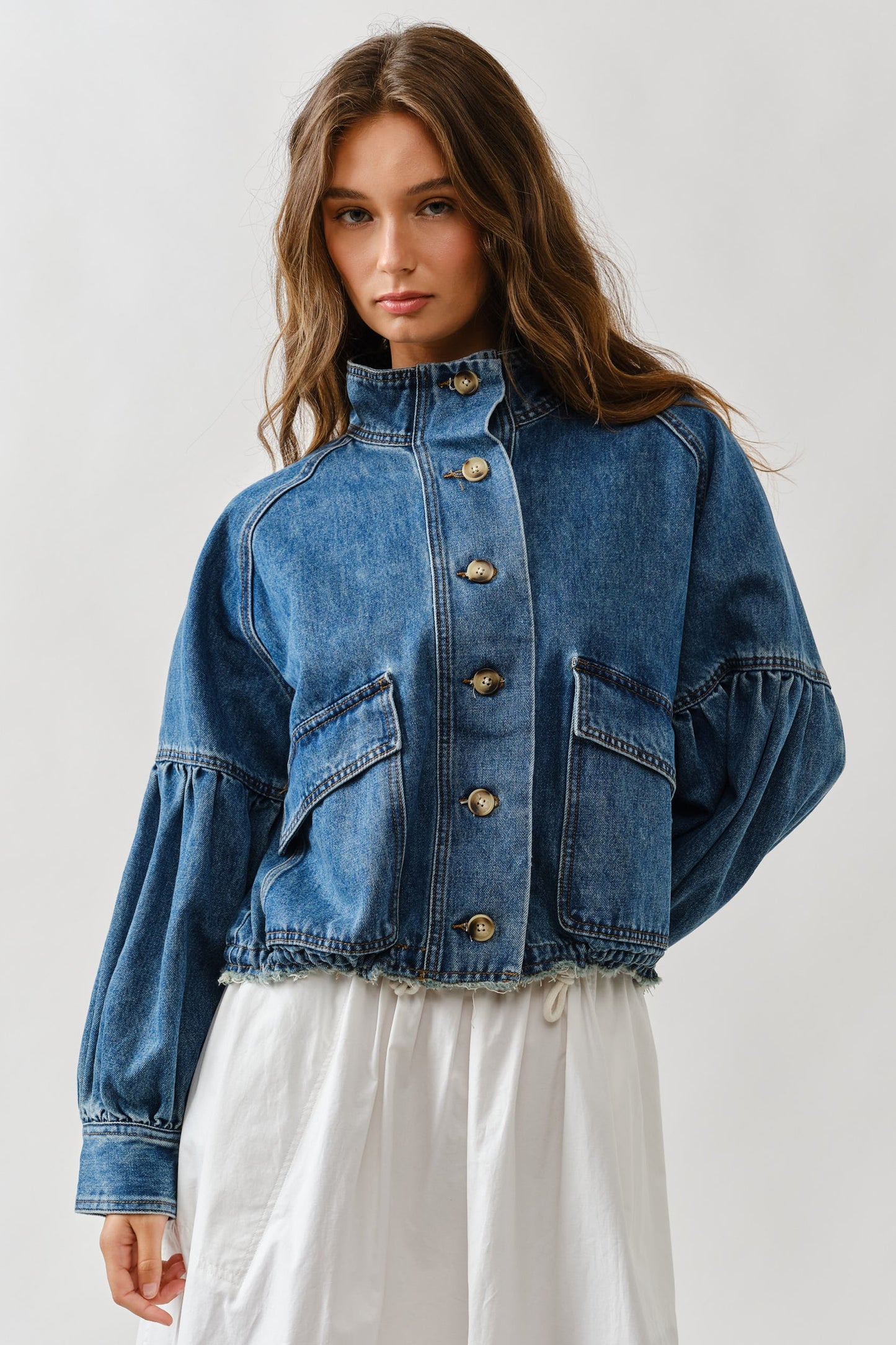 Balloon Sleeve Denim Jacket