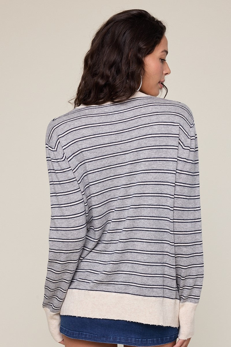 Vivian Striped V Neck Sweater