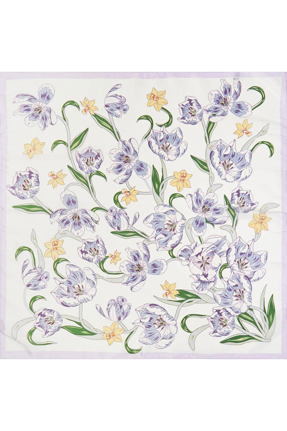 Elegant Floral Silky Bandana Scarf- Purple