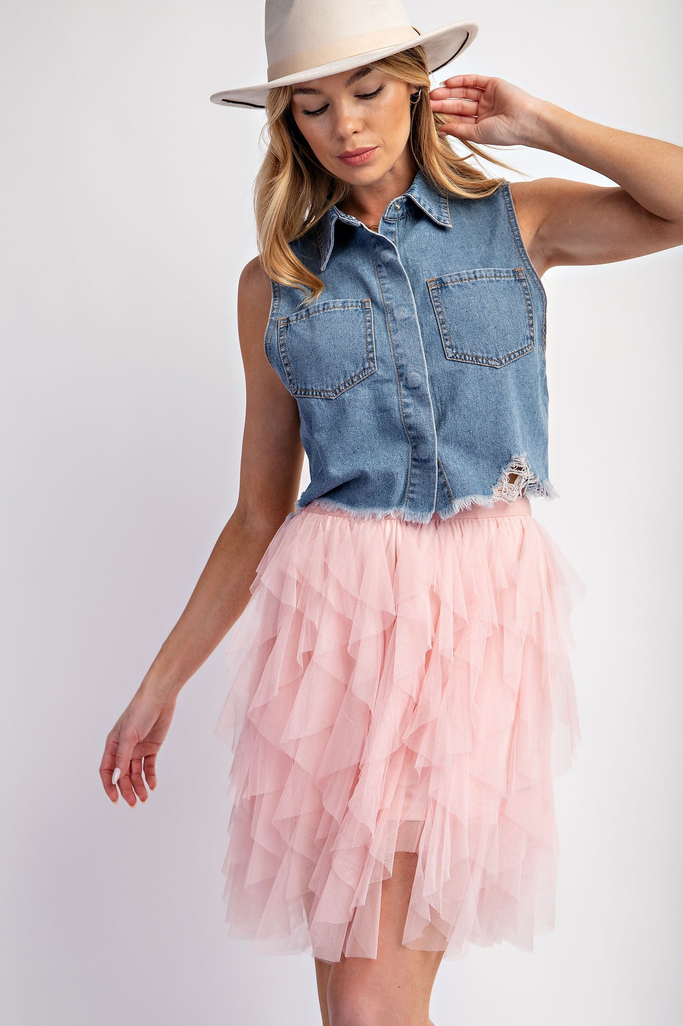 Serena Denim Cropped Top