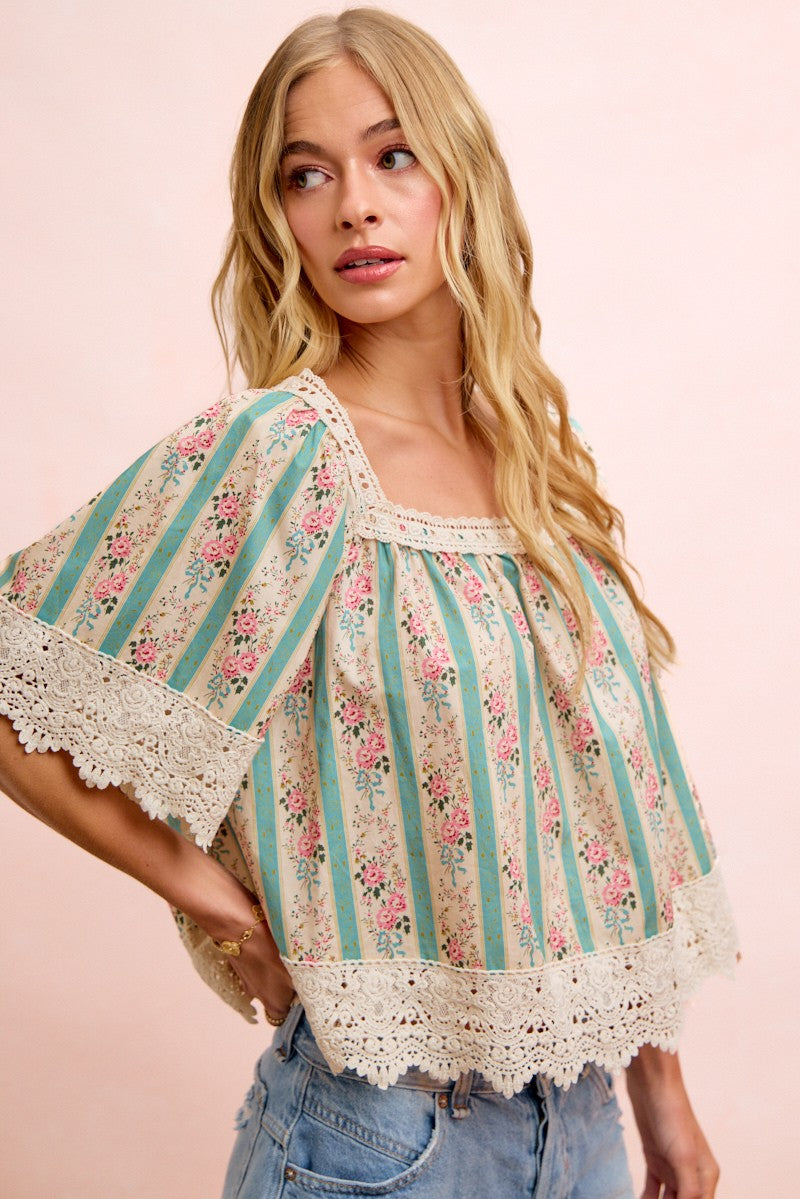 Saylor Floral & Lace Top
