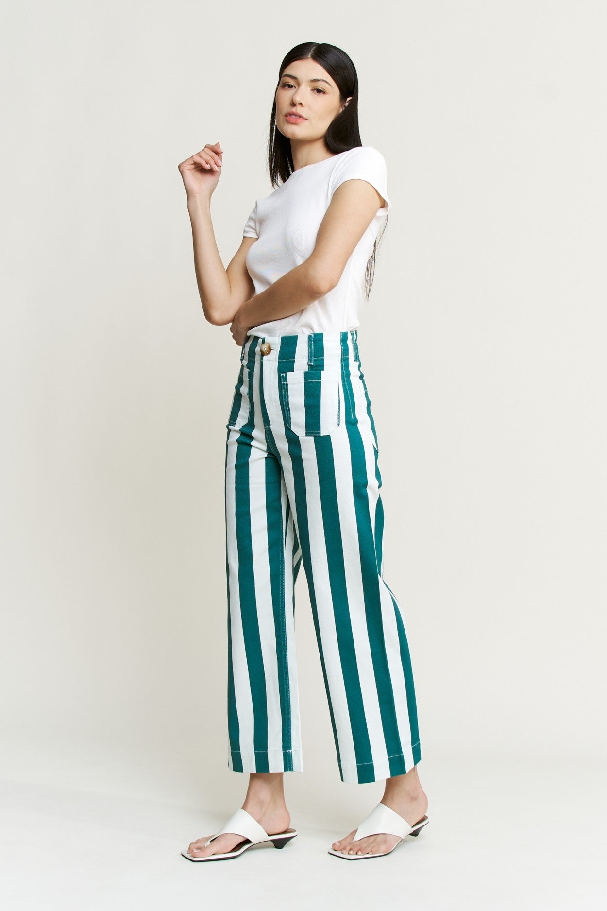 Stripe Cropped Wide Leg