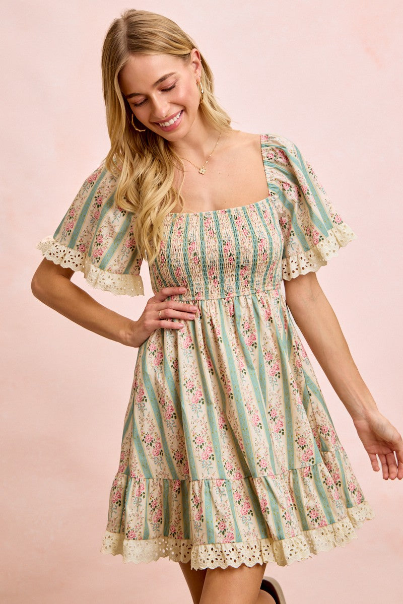 Saylor Floral & Lace Dress