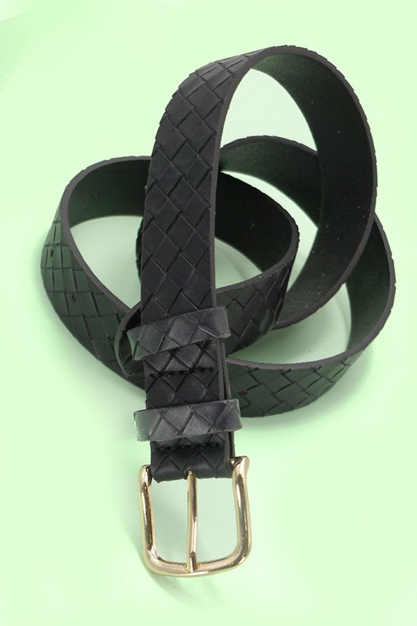 Braided Weave Faux Leather Belt