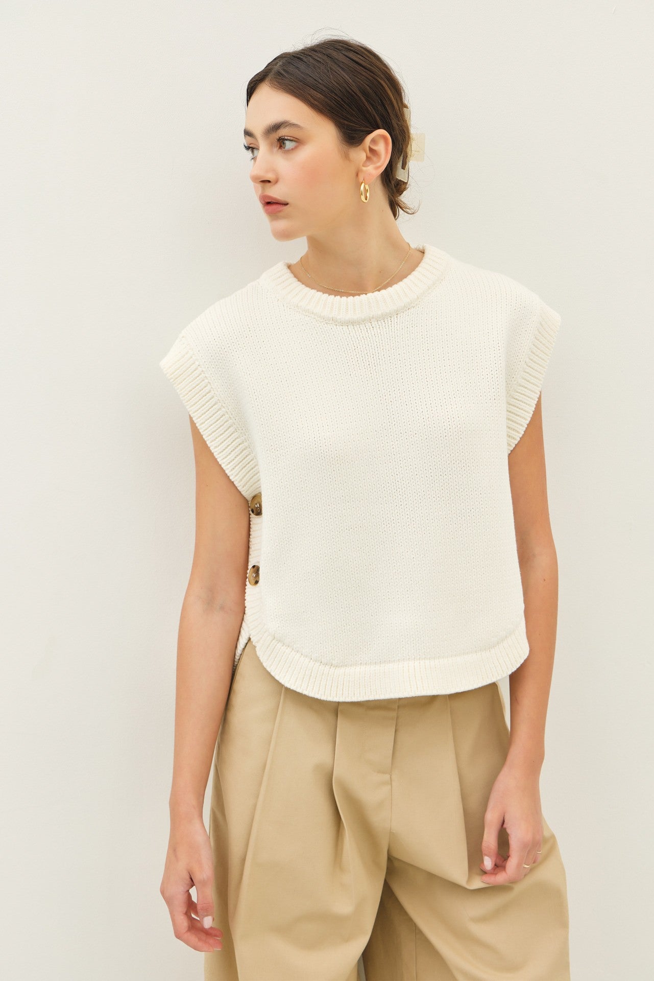 Side Button Sweater