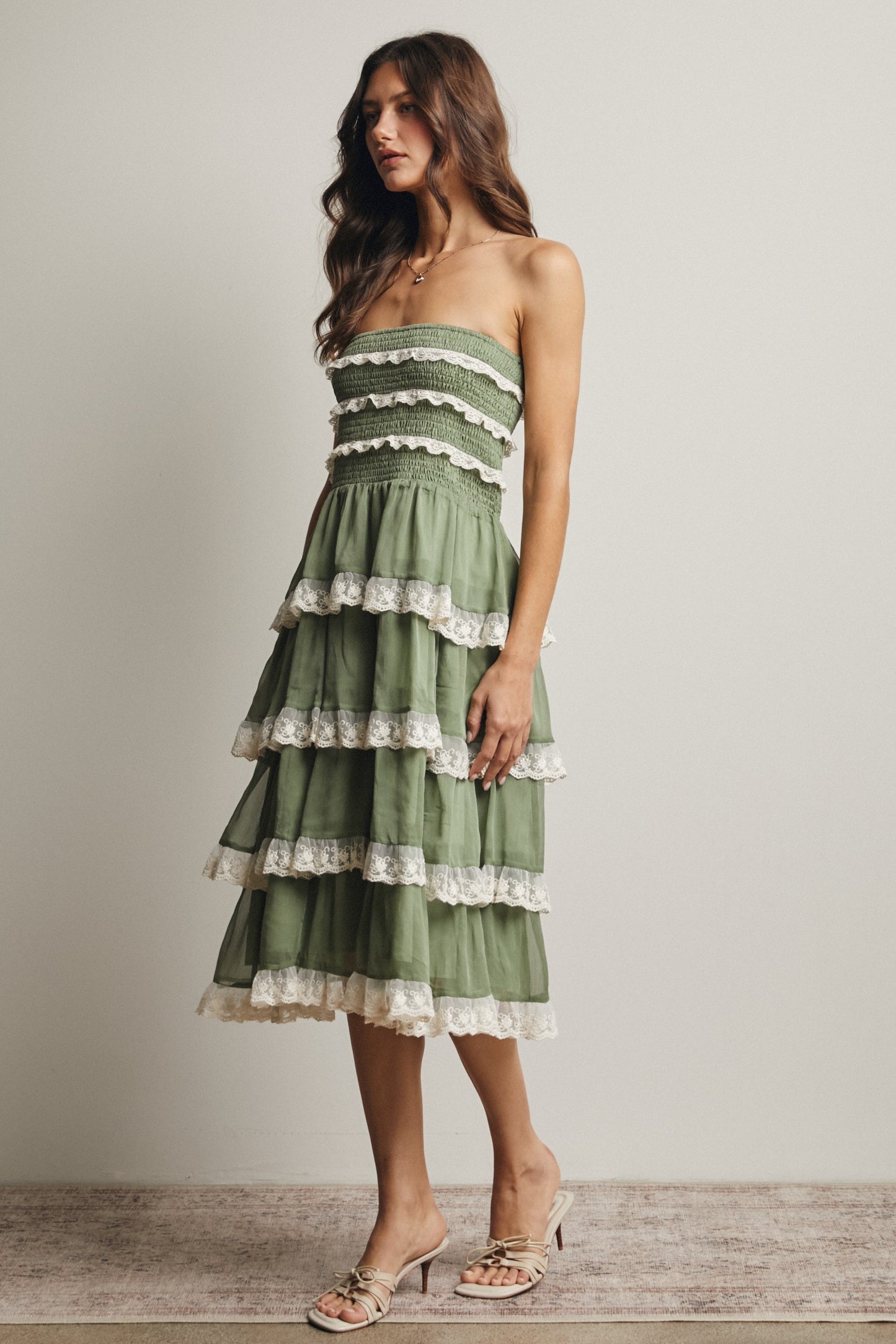 Smocked Lace Trim Skirt/Dress
