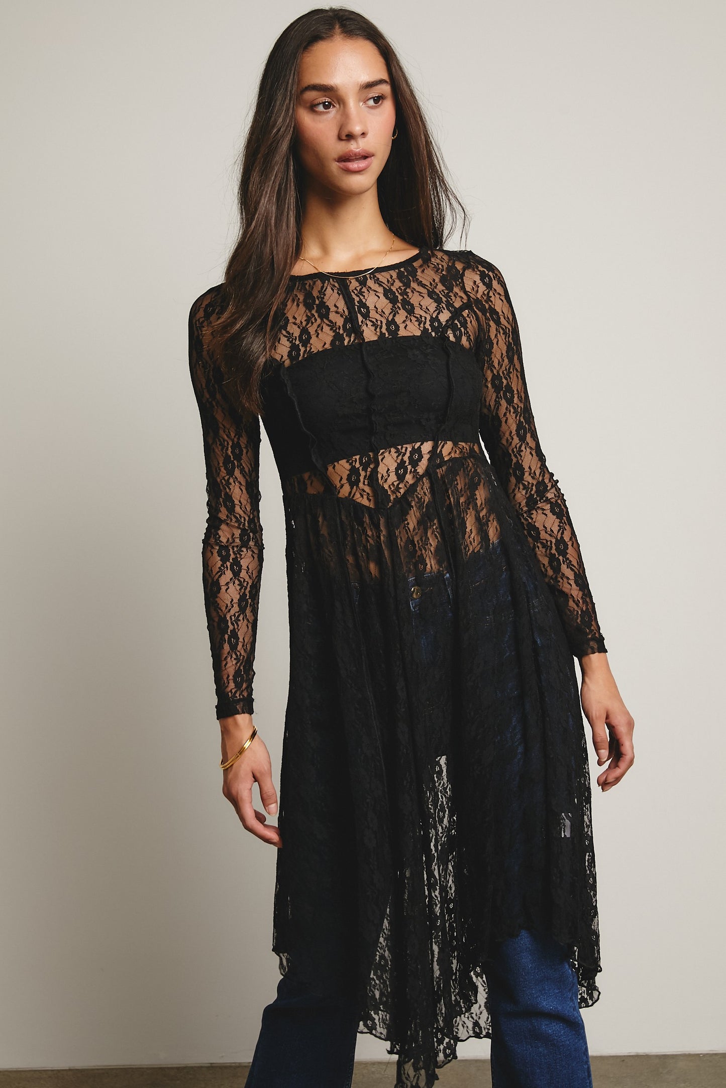 Sheer Lace Layering Dress