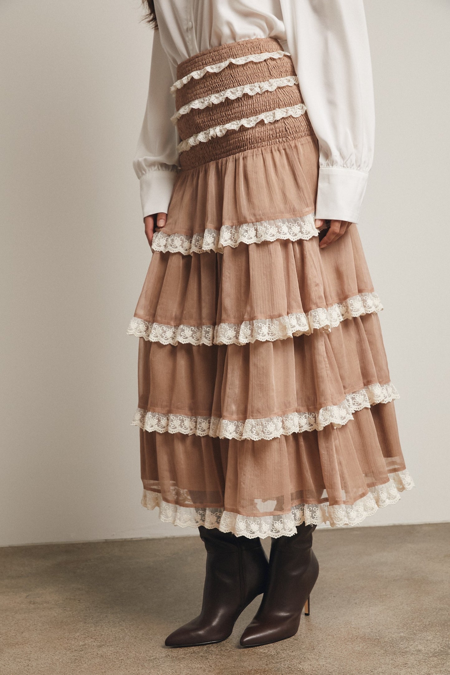 Smocked Lace Trim Skirt/Dress