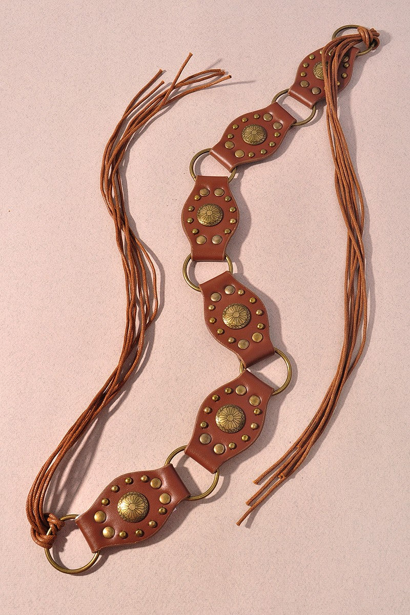 Western Boho Studded Tassle Belt
