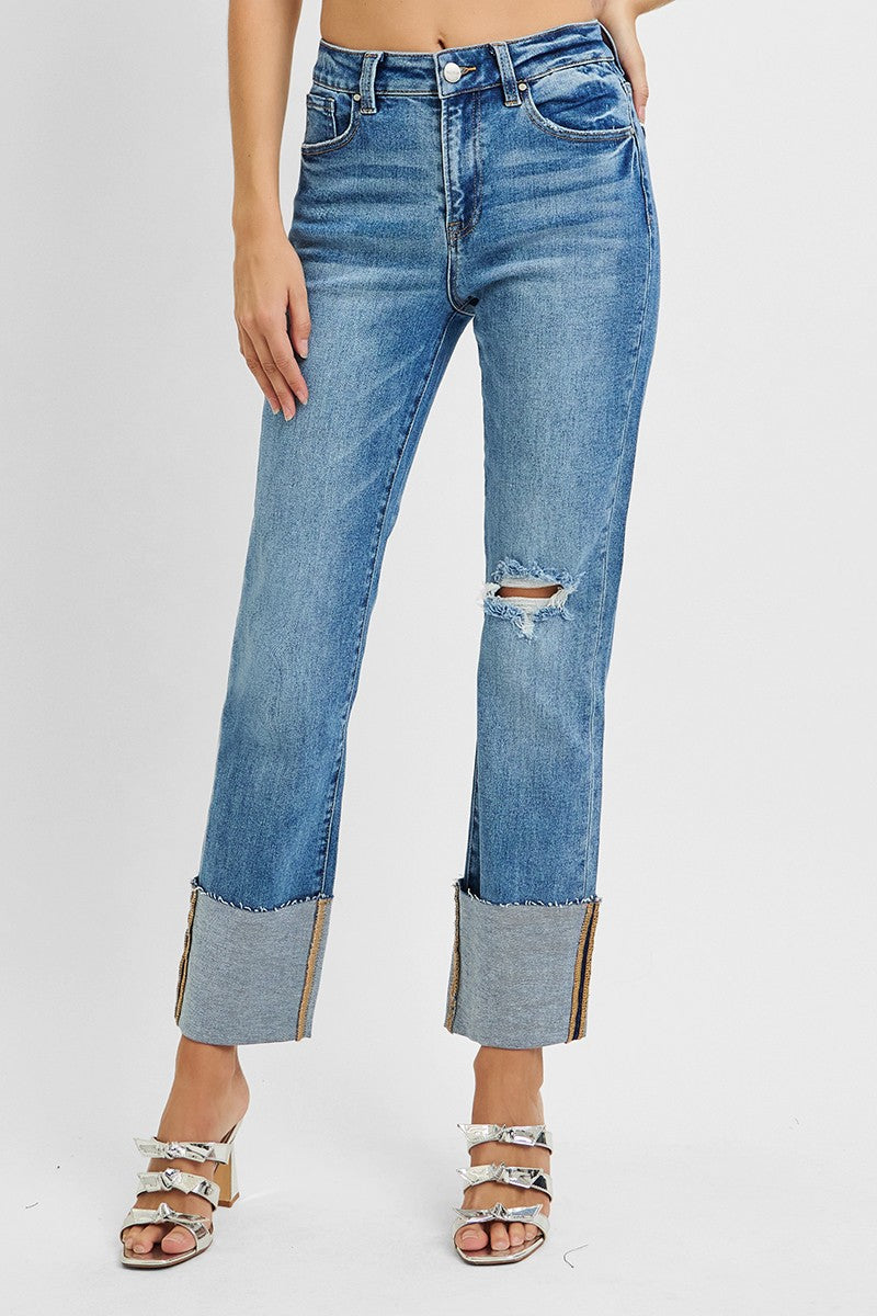 Audrey Straight Leg Wide Cuffed Jean