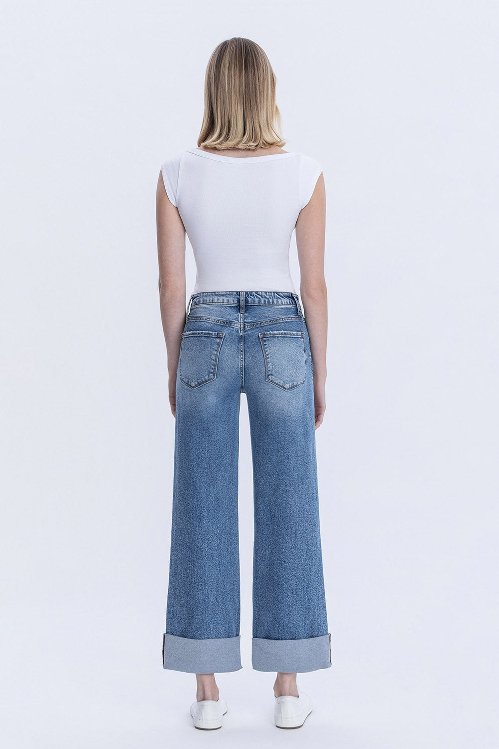 Rosey High Rise Cuffed Baggy Wide Jean by Lovervet
