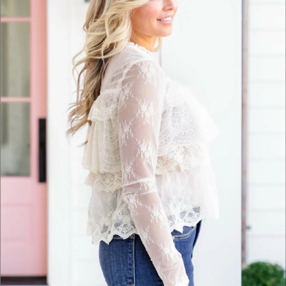 Aura Lace Ruffle Blouse