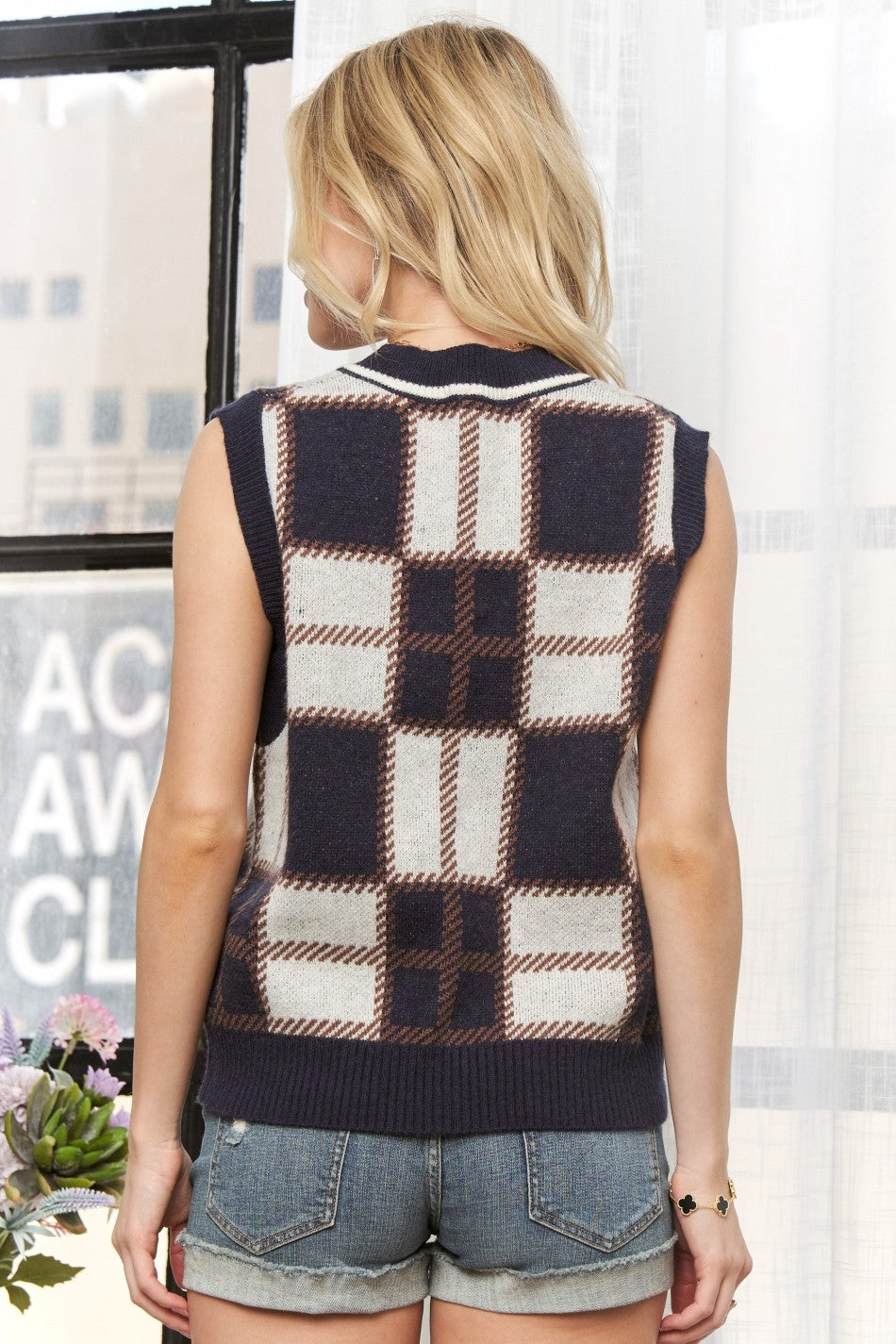 Harlow Check Sweater Vest