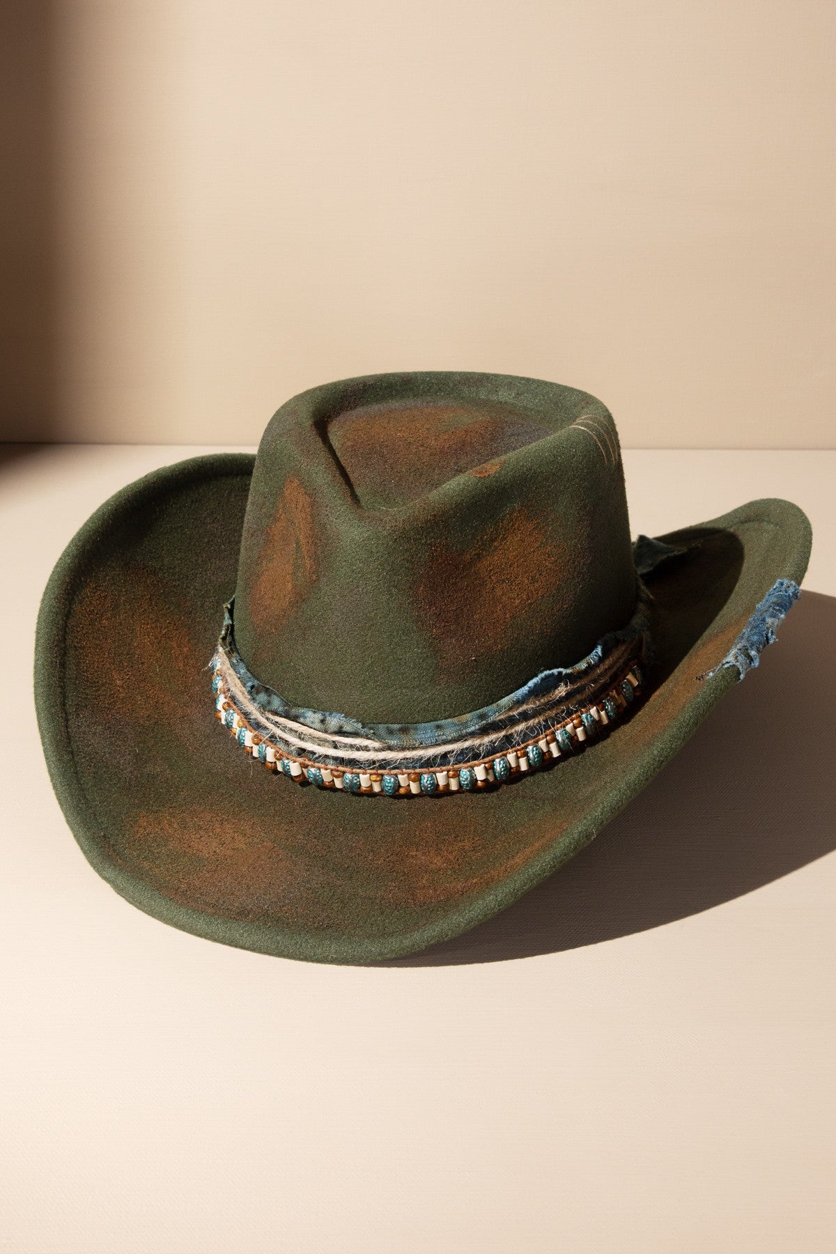 Ryleigh Vintage Style Shapeable Distressed Band Cowgirl Hat