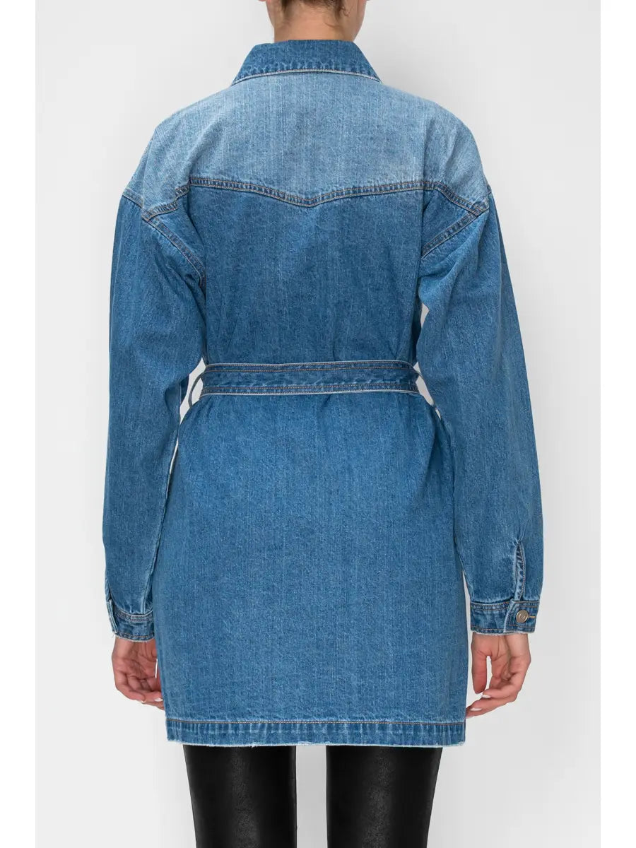 Belted Denim Shirt/Dress/Jacket