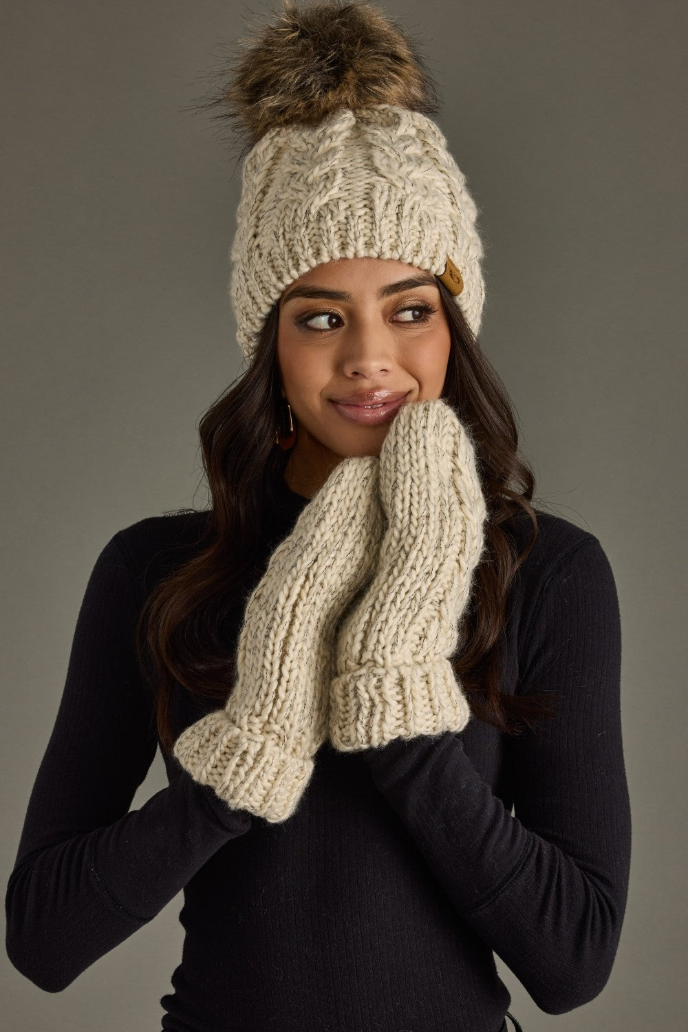 Lucia Cable Knit Pom Hat