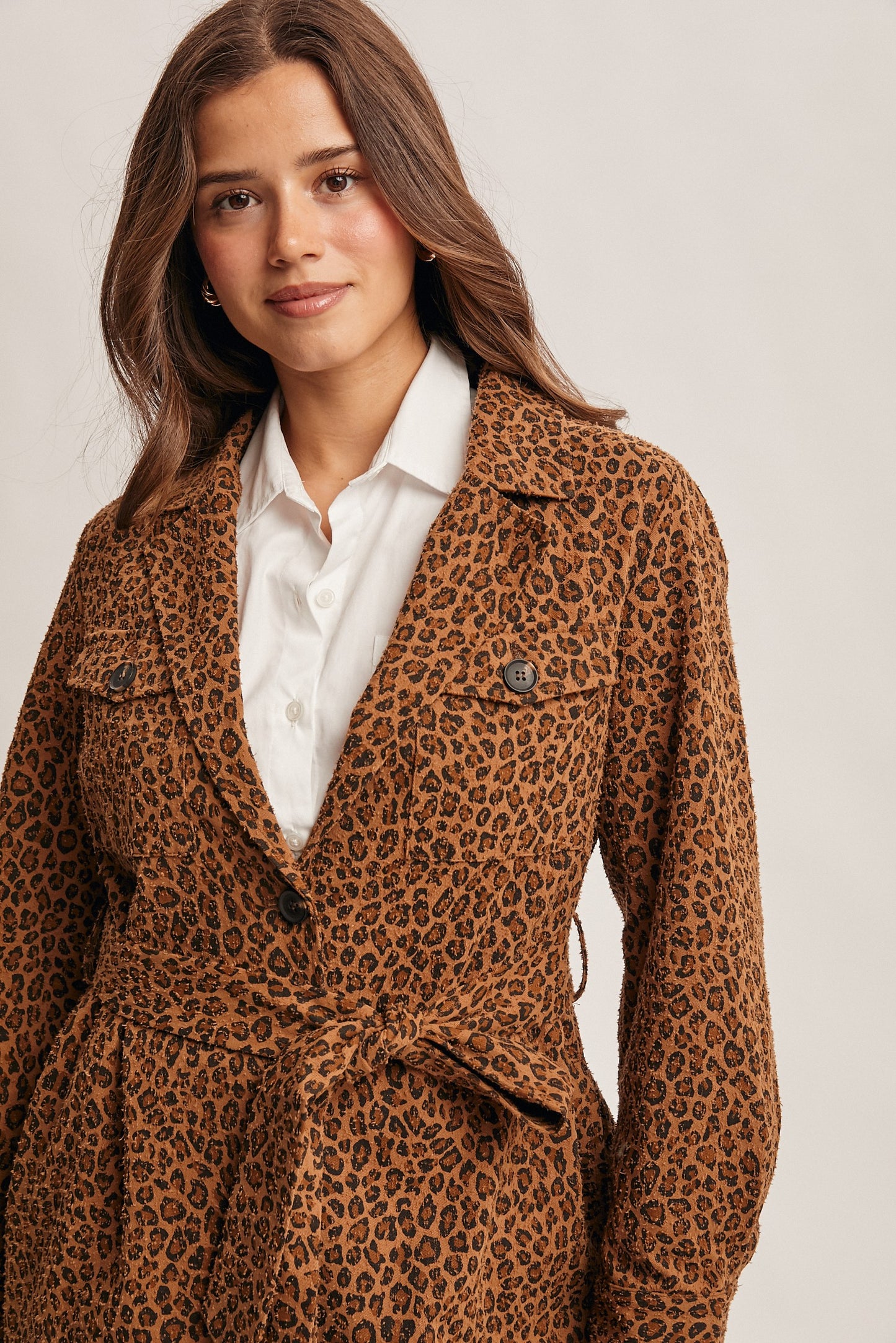 Washed Leopard Duster Coat