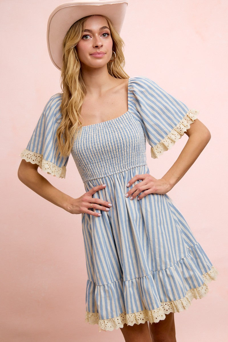 Amee Eyelet & Stripes Dress