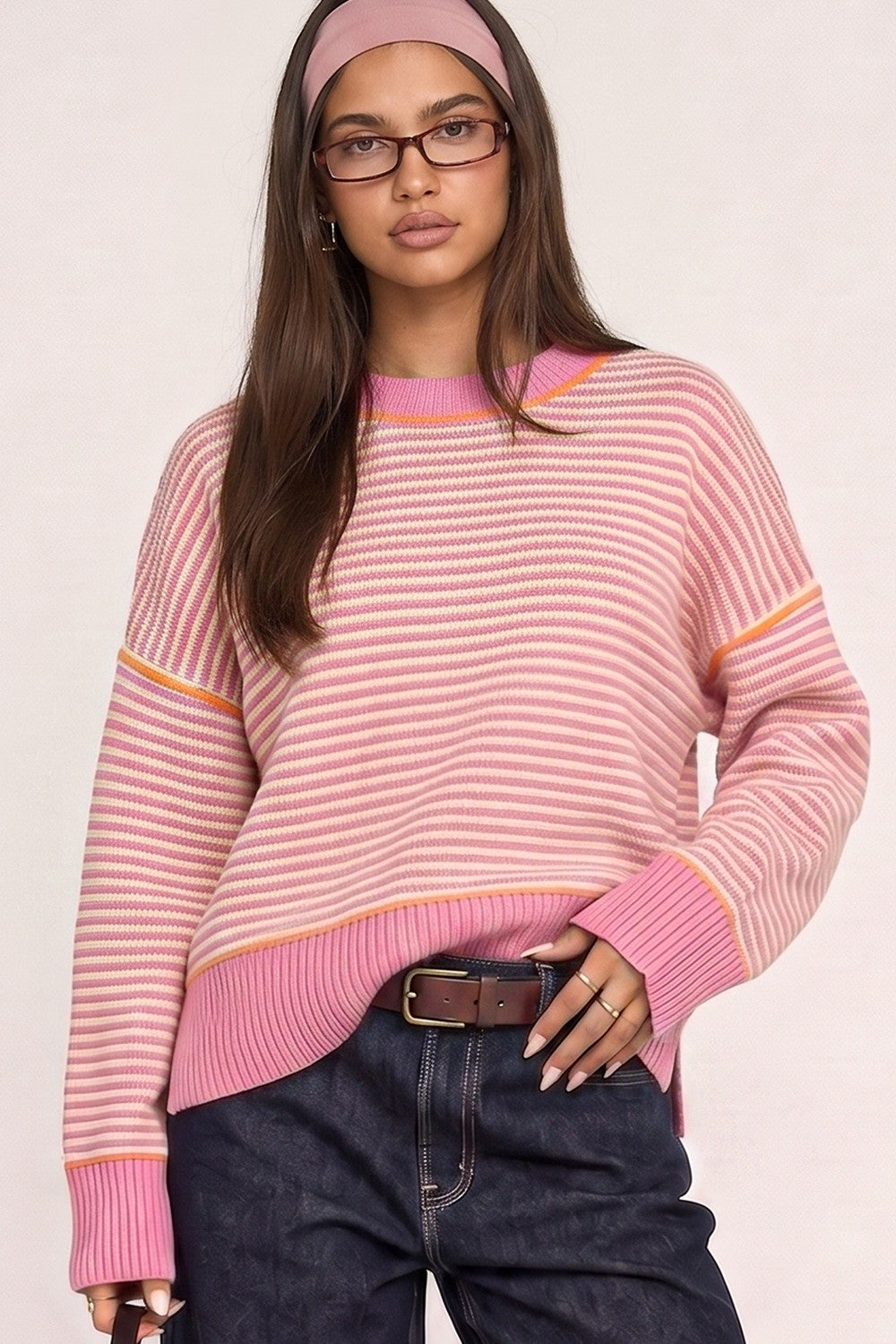 Melany Contrast Stripe Sweater